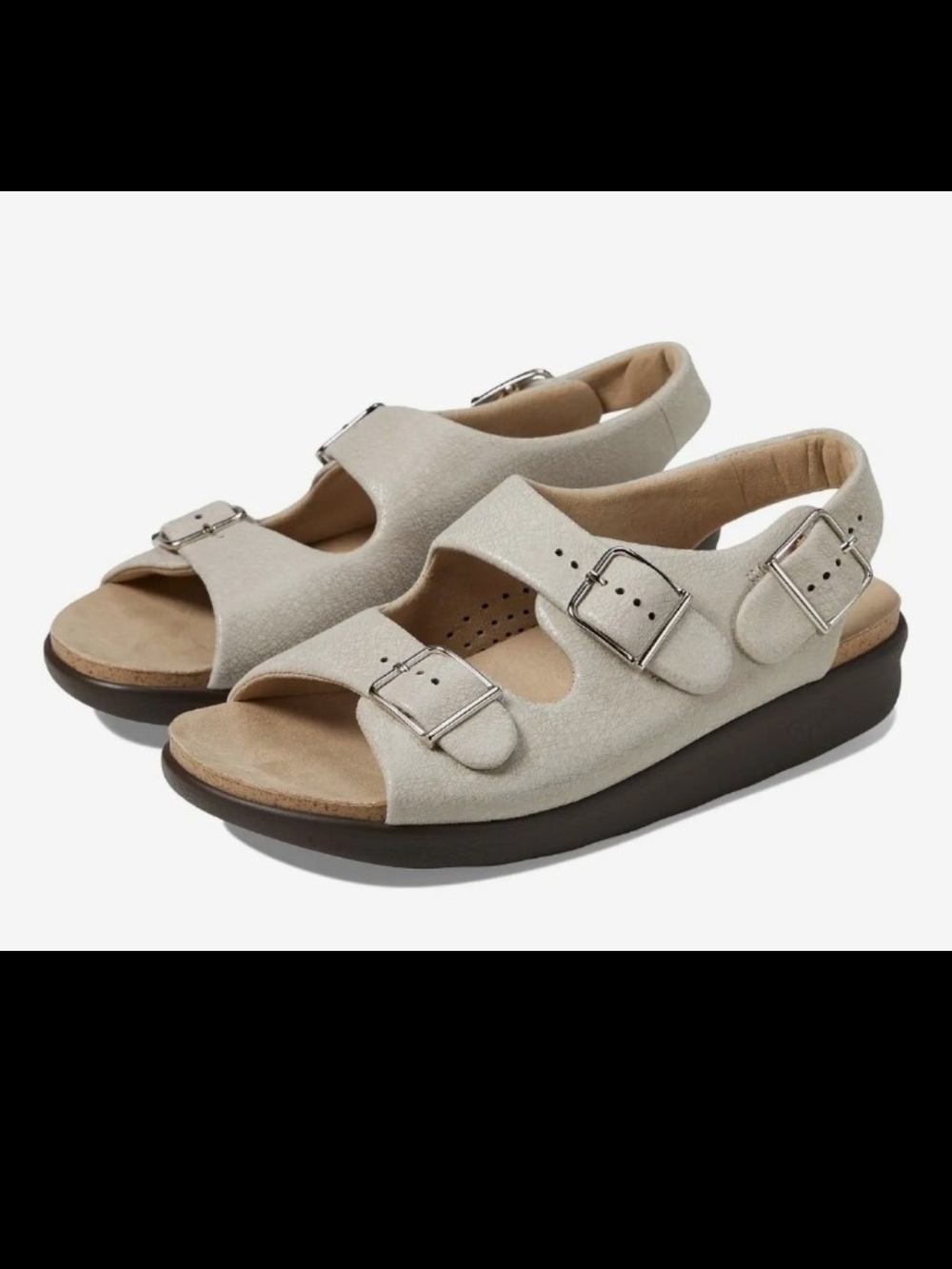 SAS Women's Sandals in Beige with Silver Buckles